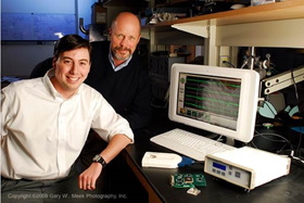 Tom and Jim with first microelectrode array device
