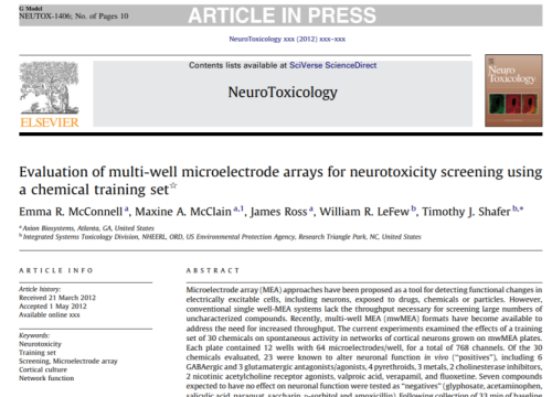 2012 Neurotoxicology McConnell Evaluation of MEA for neurotoxicity screening