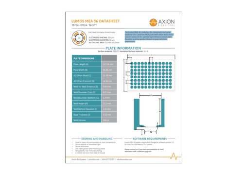 Axion Bio Tech Datasheet Lumos MEA 96