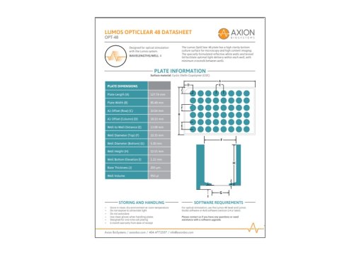 Axion Bio Tech Datasheet Lumos OptiClear 48-well