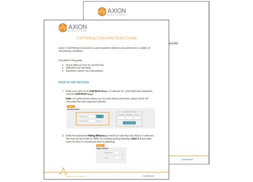 Axion Bio Cell Plating Calculator Quick Guide