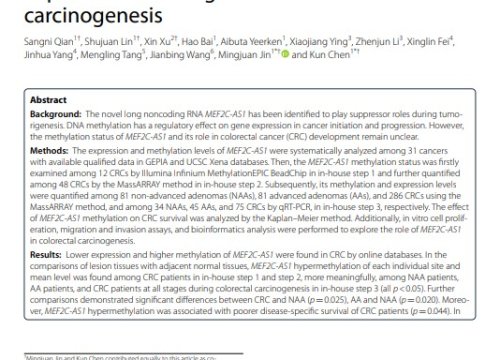 Clinical Epigenetics Publication, Sept. 2022