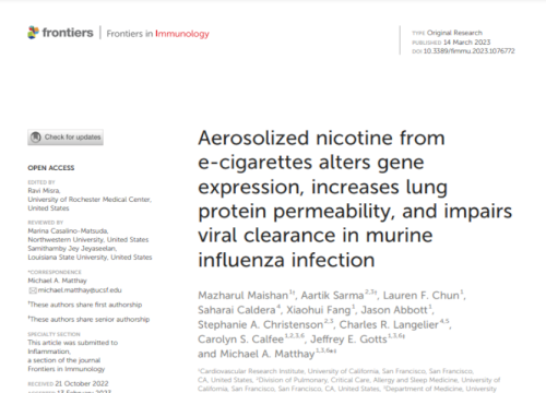 2023 Frontiers in immunology aerosolized nicotine from e-cigarettes
