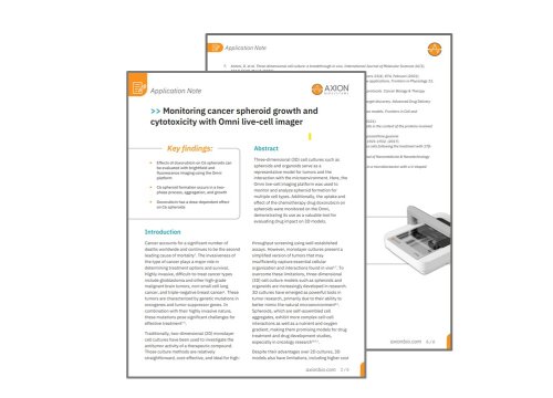 Monitoring cancer spheroid growth and cytotoxicity with Omni live-cell imager