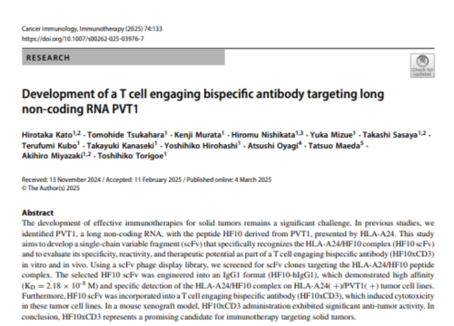  Cancer Immunology, Immunotherapy, 04 March 2025